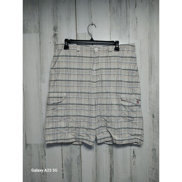 Quicksilver Cargo Shorts Plaid Men's Size 32 (35x10) - Picture 1 of 6